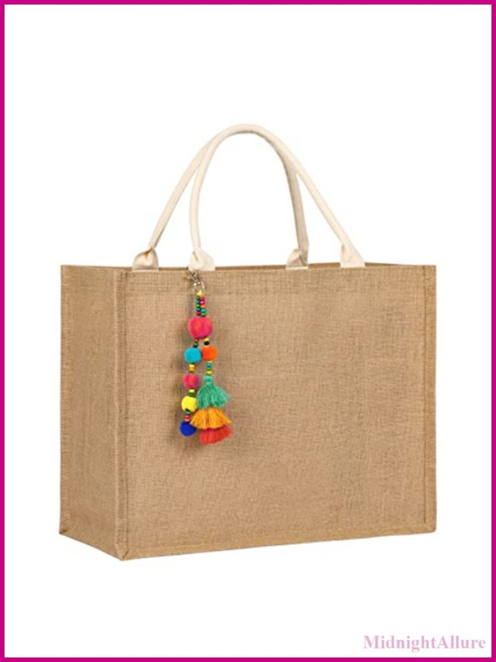 Large Woven Straw Beach Tote Bag Jute Waterproof Foldable Travel Purse